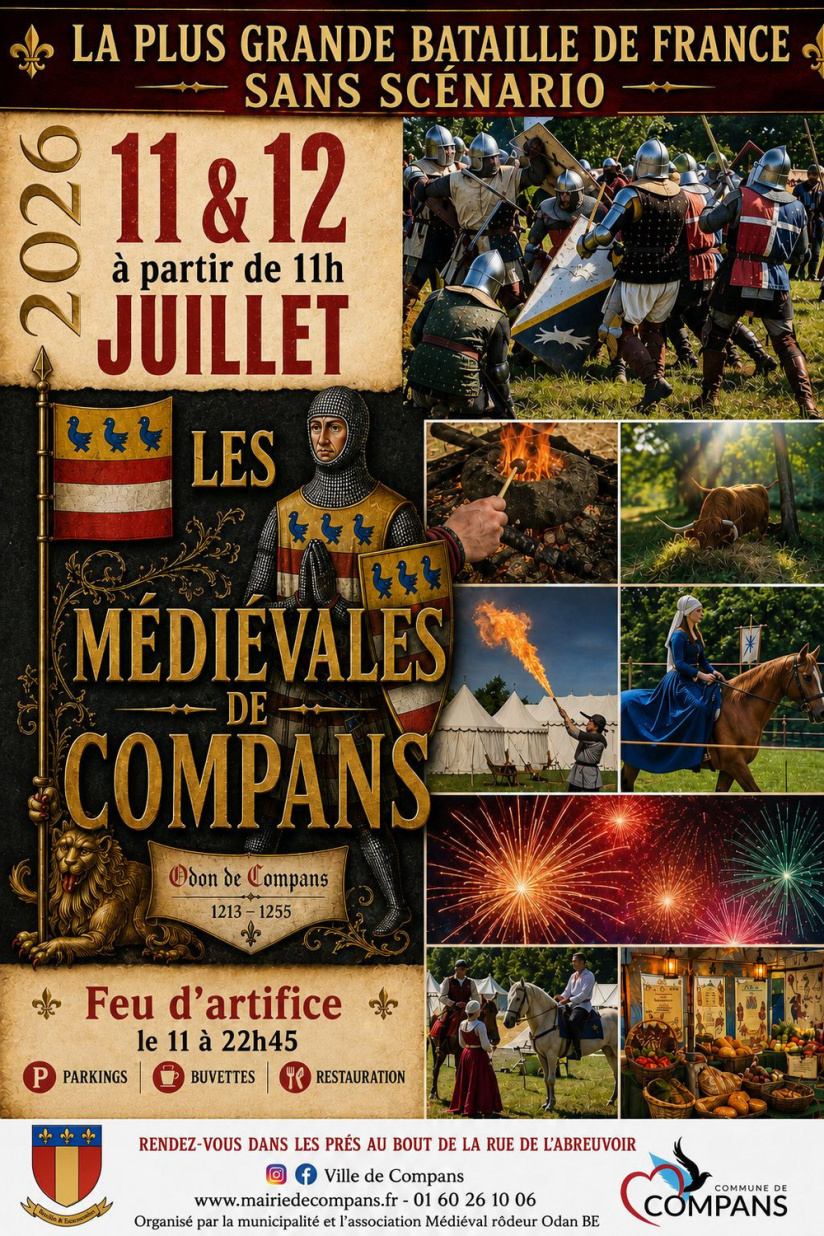 Les Médiévales de Compans 2026 : marché, spectacles et feu d'artifice au programme