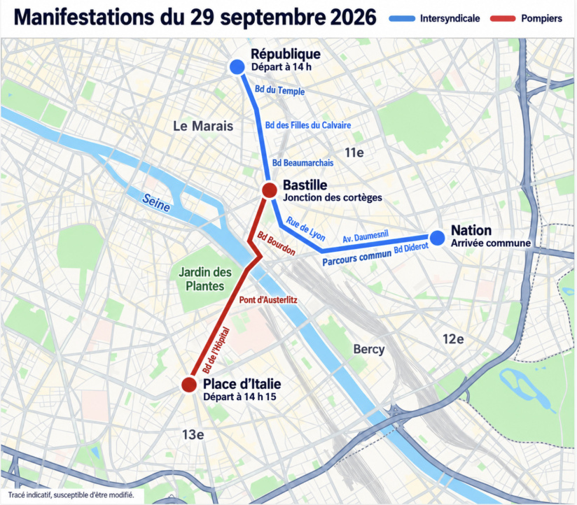 Grève et manifestation à Paris ce 29 septembre : parcours et lieux en Ile-de-France