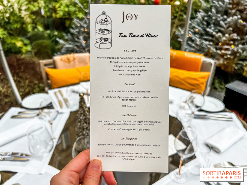Le nouveau tea time du Joy à l'Hôtel Fouquet's Paris - menu - carte