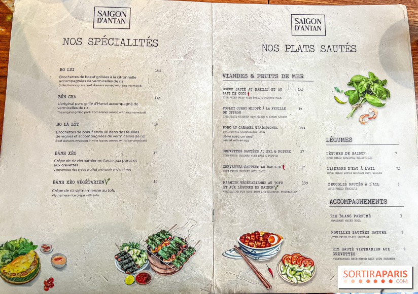 Saigon d’Antan, le restaurant vietnamien authentique à Paris près du Jardin du Luxembourg - carte - menu