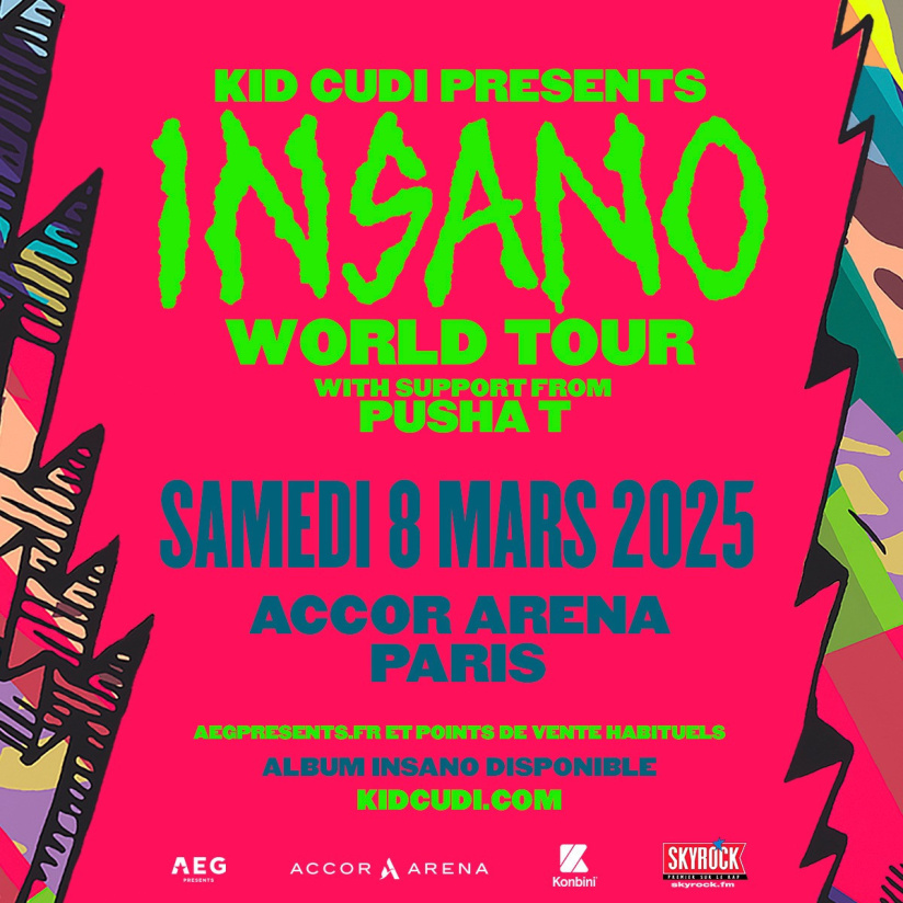 Kid Cudi en concert à l'Accor Arena de Paris en mars 2025