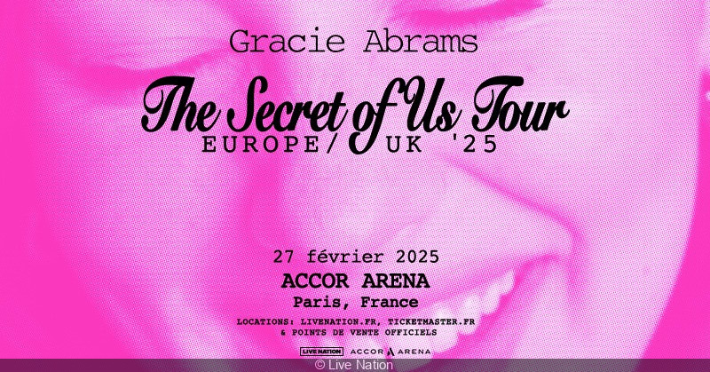 Gracie Abrams Şubat 2025'te Paris'te Accor Arena'da konser verirken