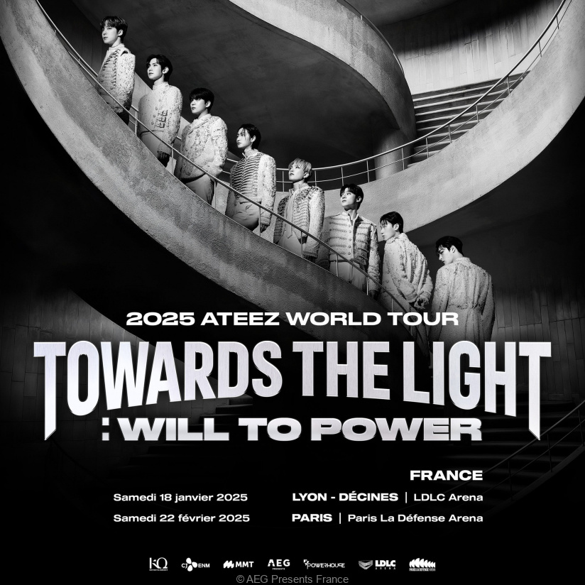 Ateez in concert at Paris La Défense Arena in February 2025