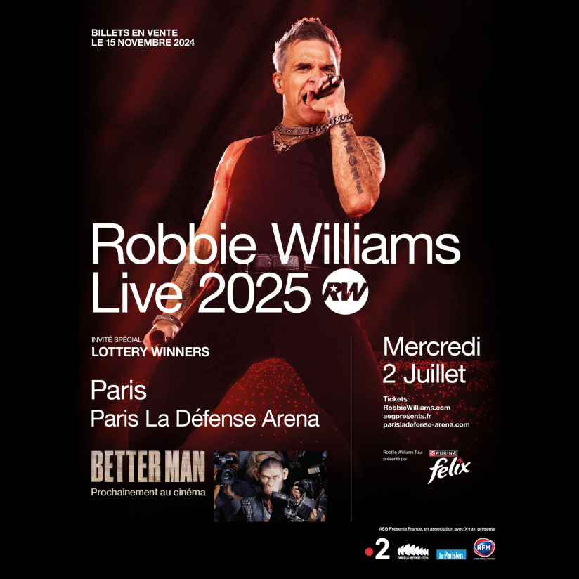 Robbie Williams en concert à Paris La Défense Arena en juillet 2025