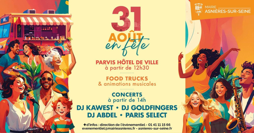 Grande fête à Asnières-sur-Seine : concerts et dj sets gratuits sur le parvis le 31 août