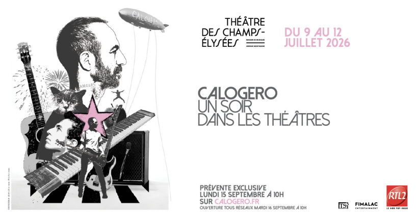 Calogero en concert au Théâtre des Champs-Elysées à Paris en juillet 2026