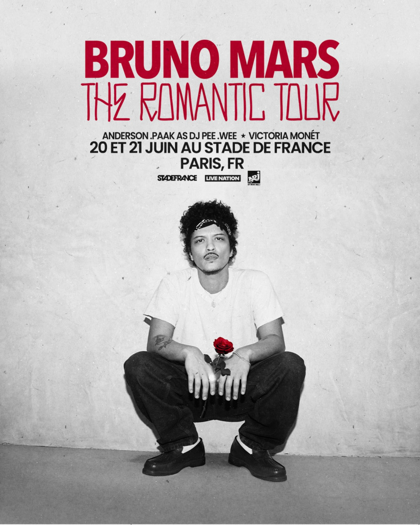 Bruno Mars en concert au Stade de France en juin 2026