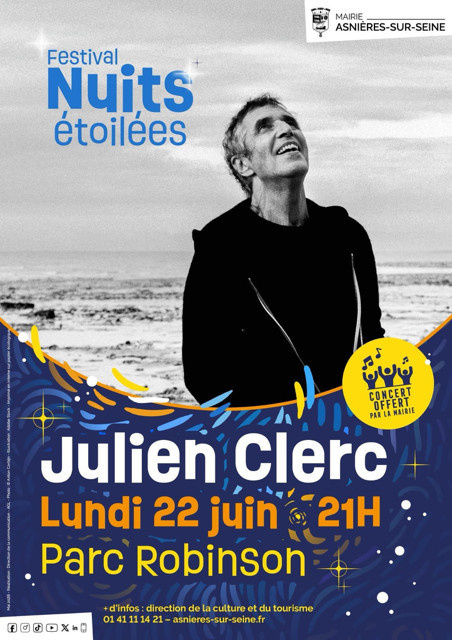 Julien Clerc en concert gratuit à Asnières-sur-Seine le lendemain de la Fête de la musique