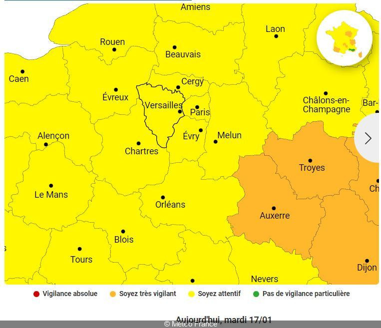 Inondation : 2 départements d'Île-de-France placés sous vigilance jaune ce mardi