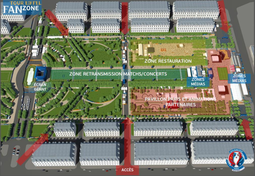 La Fan Zone de l'Euro 2016 sur le Champs de Mars