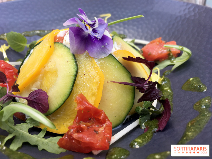 Le restaurant-terrasse des Jardins du Marais - Mille-feuille de légumes, ricotta