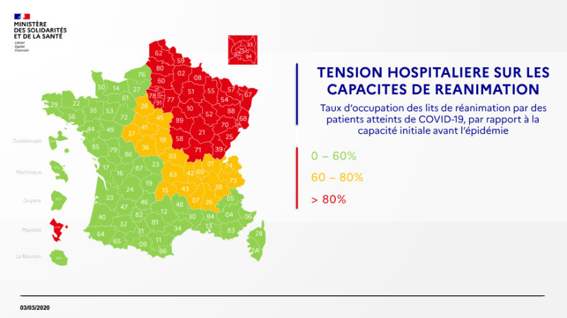 Coronavirus : Le bilan météo Covid, la carte de France par département au 3 mai