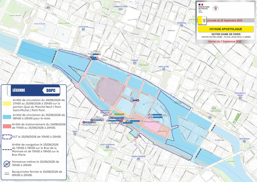 Notre-Dame fermée trois jours, circulation perturbée… ce qui change avec la venue du Pape à Paris