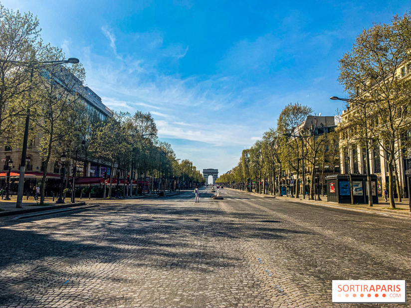 Visuel Paris vide Champs Elysées Arc de Triomphe
