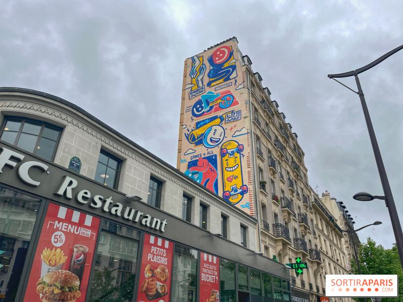 JO : une fresque s'installe dans le 18e pour marquer le lien entre Paris 2024 et Los Angeles 2028﻿