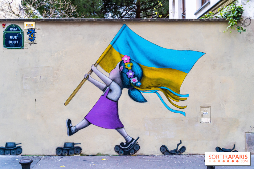 Le monde du street art se mobilise pour l'Ukraine à Paris, les photos