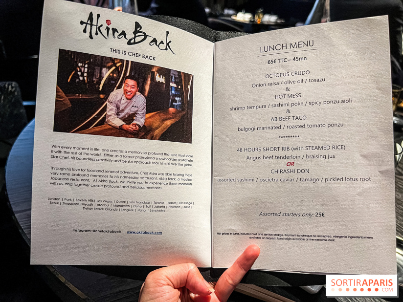 Akira Back - déjeuner en 45 mn - menu - carte