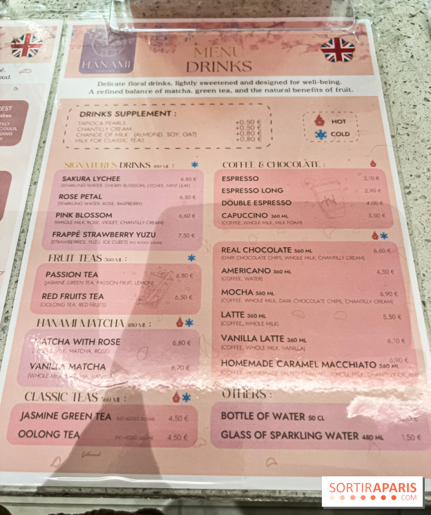 Hanami Tea Time, nos photos - carte - menu - boissons - prix