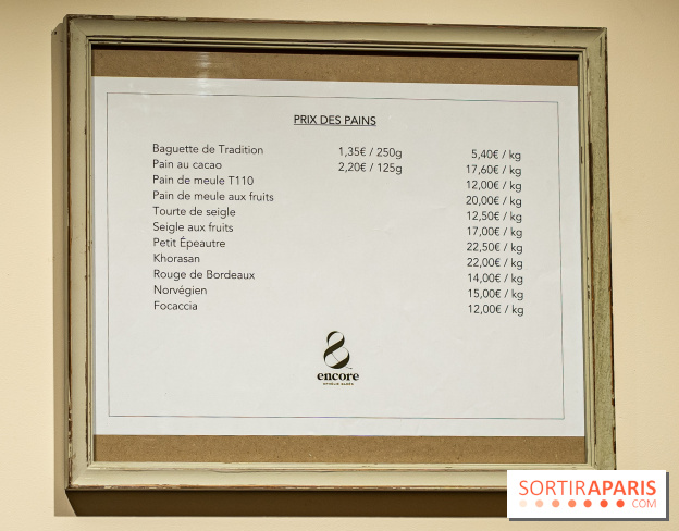 Encore -boulangerie pâtisserie d’Ophélie Barès - prix - tarifs