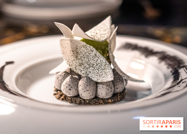 Akira Back Paris fête ses 1 an -  dessert sésame noir et sorbet basilic thaï