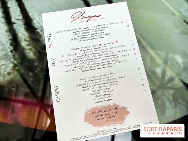 Rivages restaurant du Scribe par Martin Simolka - menu