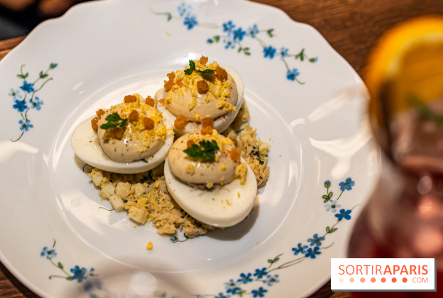 Bistrot Podium, le restaurant festif avec la carte de Glenn Viel -  L'oeuf mimosa au tourteau
