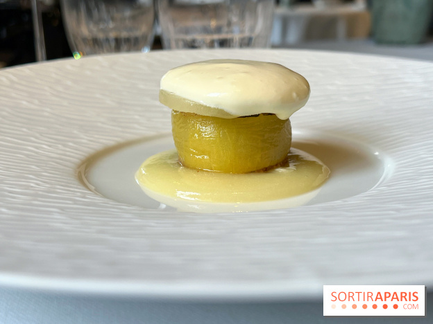 Menu chasse Le Gabriel, La Réserve - Dessert kiwi, noisette, Chartreuse