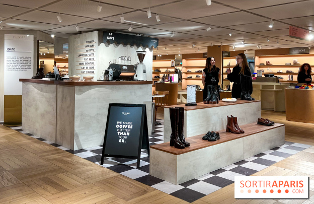 Café Jonak et collections chaussures marrons - Galeries Lafayette Haussmann