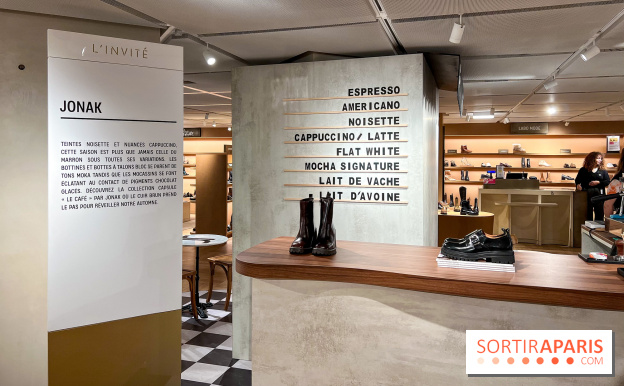 Café Jonak et collections chaussures marrons - Galeries Lafayette Haussmann