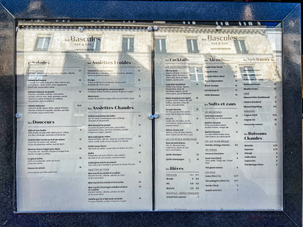 Les Bascules, délicieux restaurant méditerranéen rue de la Bourse - menu -carte