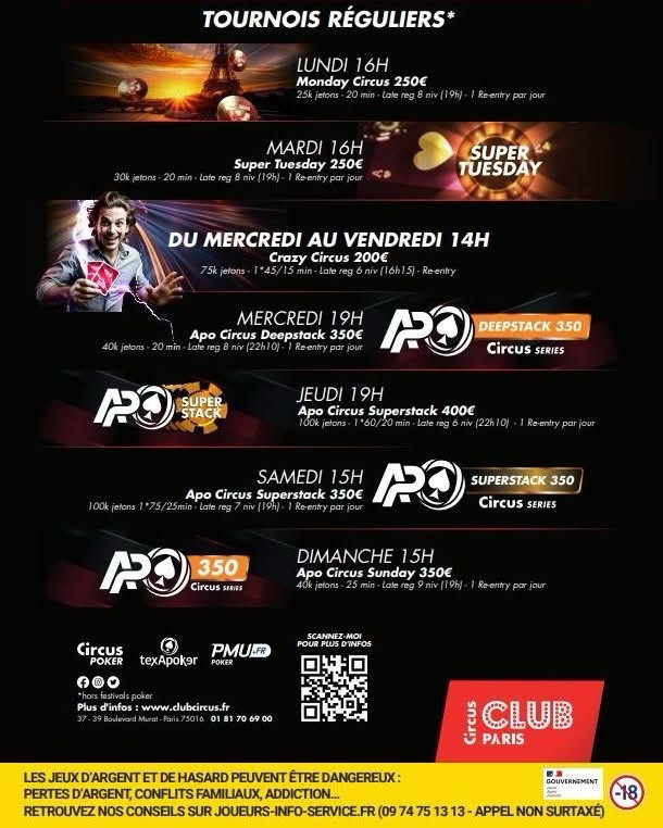 Club Circus : temple du poker à Paris