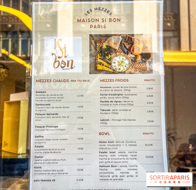 Maison Sibon Paris, la pâtisserie libanaise à la fois salon de thé et glacier - menu - carte