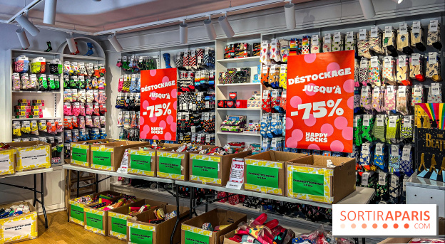 Destockage de chaussettes Happy Socks, adultes et enfants, à Paris
