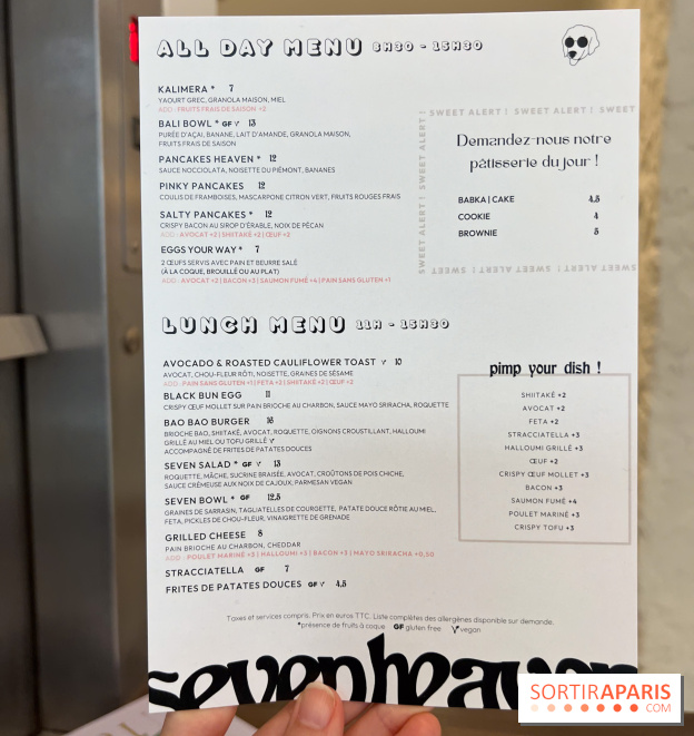 Seven Heaven, le coffee shop dog's friendly et kid's friendly de Paris 11e - - carte - menu
