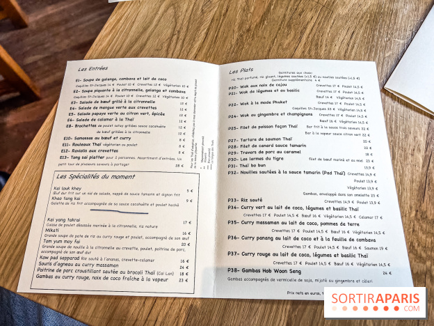 Q Bar, le bistrot et restaurant Thaïlandais à Paris - carte - menu