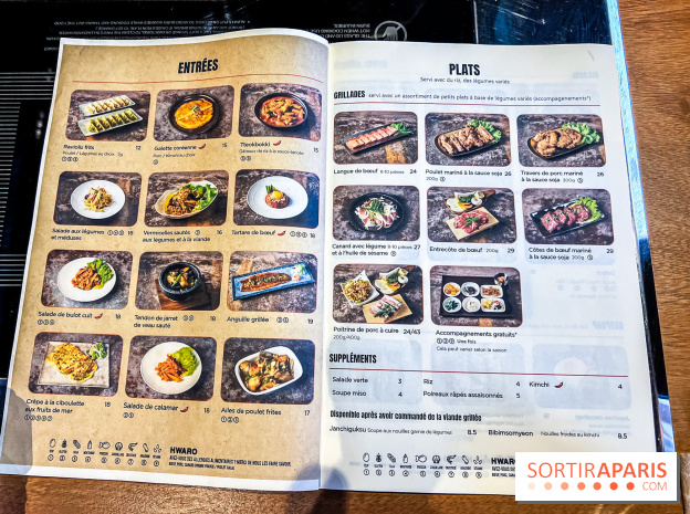 Hwaro Grill, le barbecue Coréen Paris 15e - carte - menu