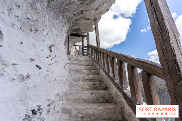 Le Château de la Roche Guyon, le château troglodyte dans le Val-d'Oise - 95 -  escalier 
