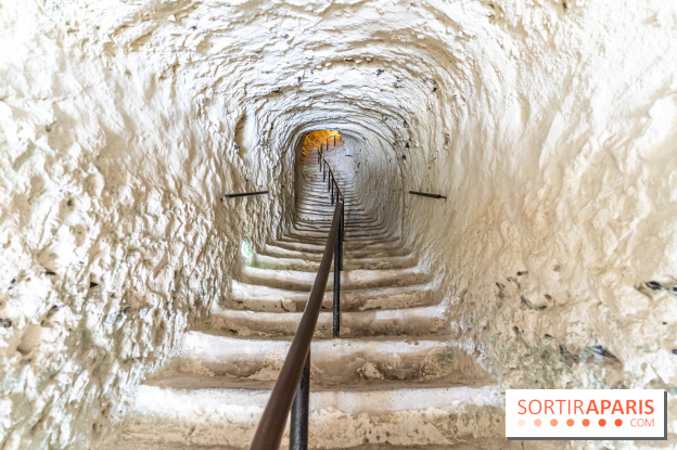 Le Château de la Roche Guyon, le château troglodyte dans le Val-d'Oise - 95 -  escalier dans la roche