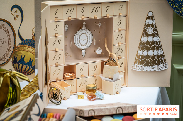 La bûche coffrets de Noël en trompe l'œil de Ladurée 2024 par Julien Alvarez et les créations de fête -  calendrier de l'Avent