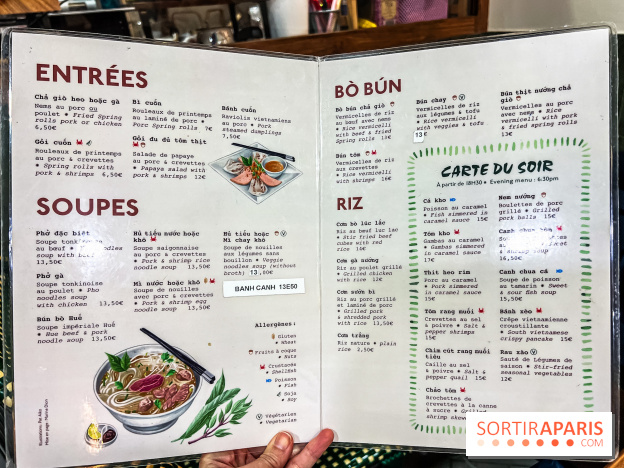Mây Hồng, le restaurant vietnamien du 111 avenue d'Ivry Paris 13e - carte menu
