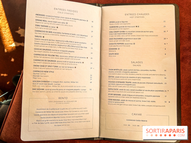 Kinugawa Rive Gauche à Paris, le restaurant en rooftop de l'Hôtel Sax - carte - menu