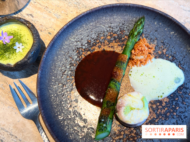 Restaurant Alan Geaam - Le Bar Asperge verte, ail des ours et citron confit, épices soujouk