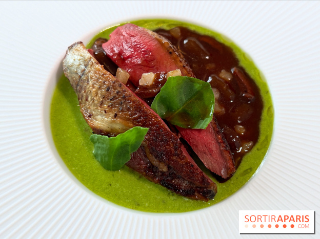 Geoélia - Pigeon rôti, gnocchi aubergine, velouté oseille