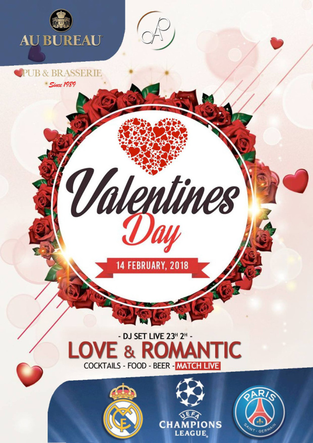 Saint Valentin 2018 et retransmission du Real Madrid - PSG au Bureau