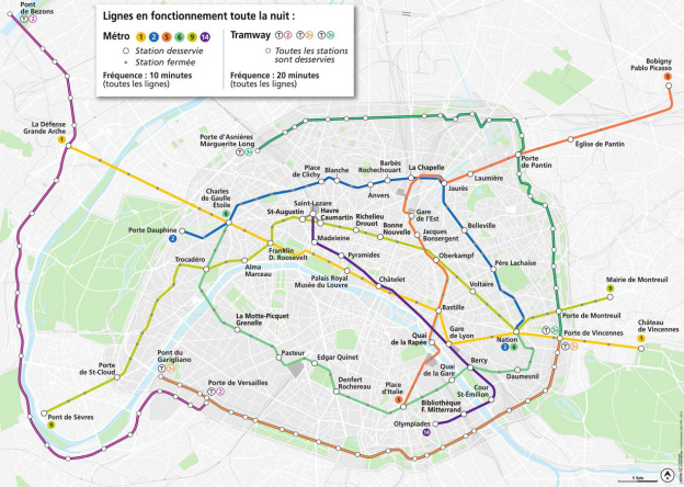 Des métros et tramways bientôt en circulation toute la nuit à Paris