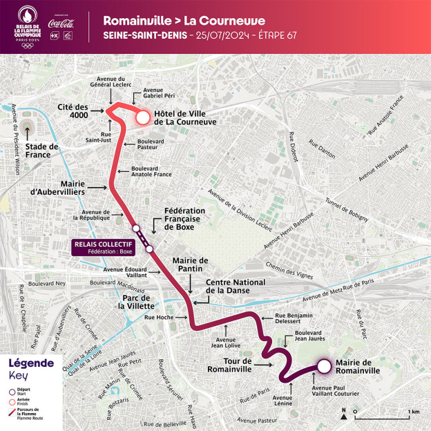 JO Paris 2024 : Le Parcours de la flamme Olympique en Seine-Saint-Denis - Romainville à La Courneuve