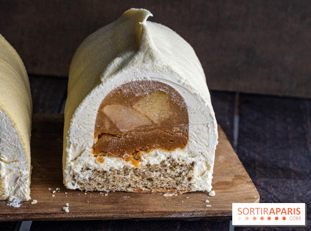 La bûche de Noël poire, caramel et vanille de Jardin Sucré