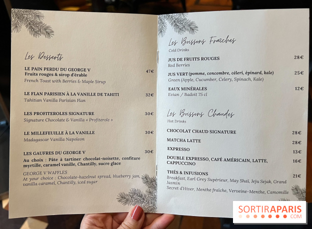 Le Christmas Pastry Bar, le salon de thé éphémère de Noël du George V : la carte - menu
