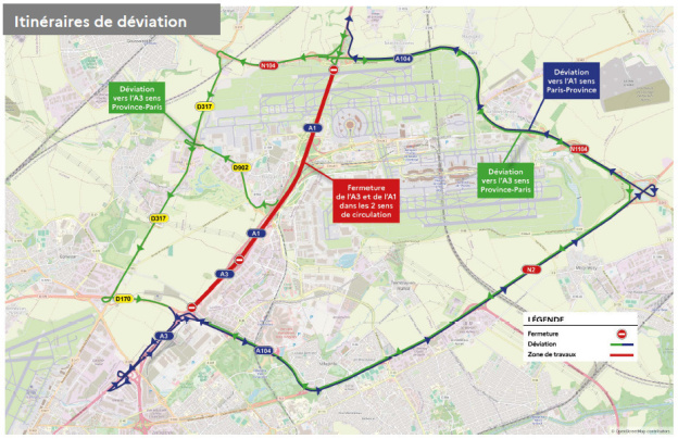 Île-de-France : des fermetures nocturnes prévues sur l’A1 et l’A3 du 14 au 23 mai 2025