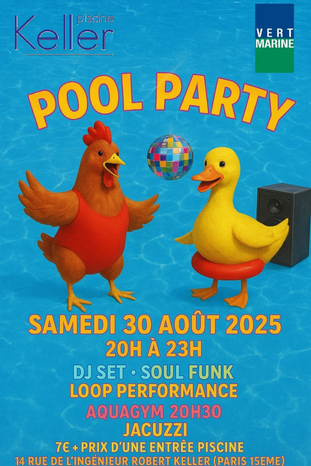 Une pool party festive à la Piscine Keller dans le 15e à Paris pour finir l'été en beauté